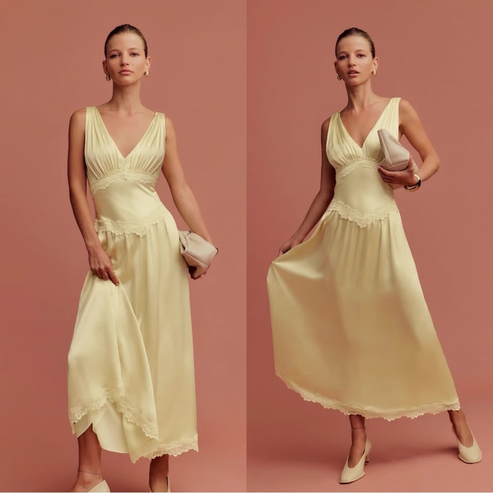 Reformation Stasia silk dress, size 2, color blonde - Picture 2 of 2
